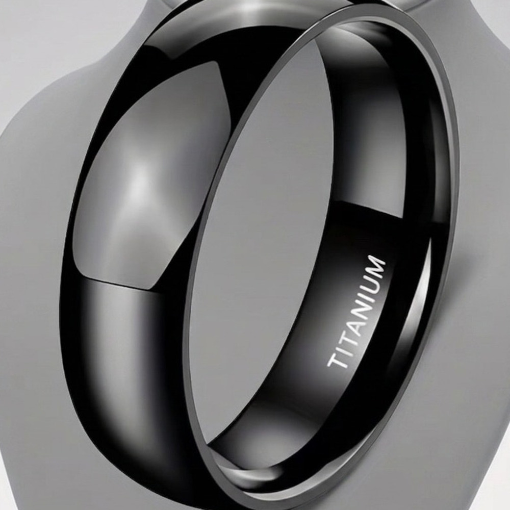 Titanium Ring Size 9 Black  6MM Black Unisex Ring Size 9 Titanium 1PC